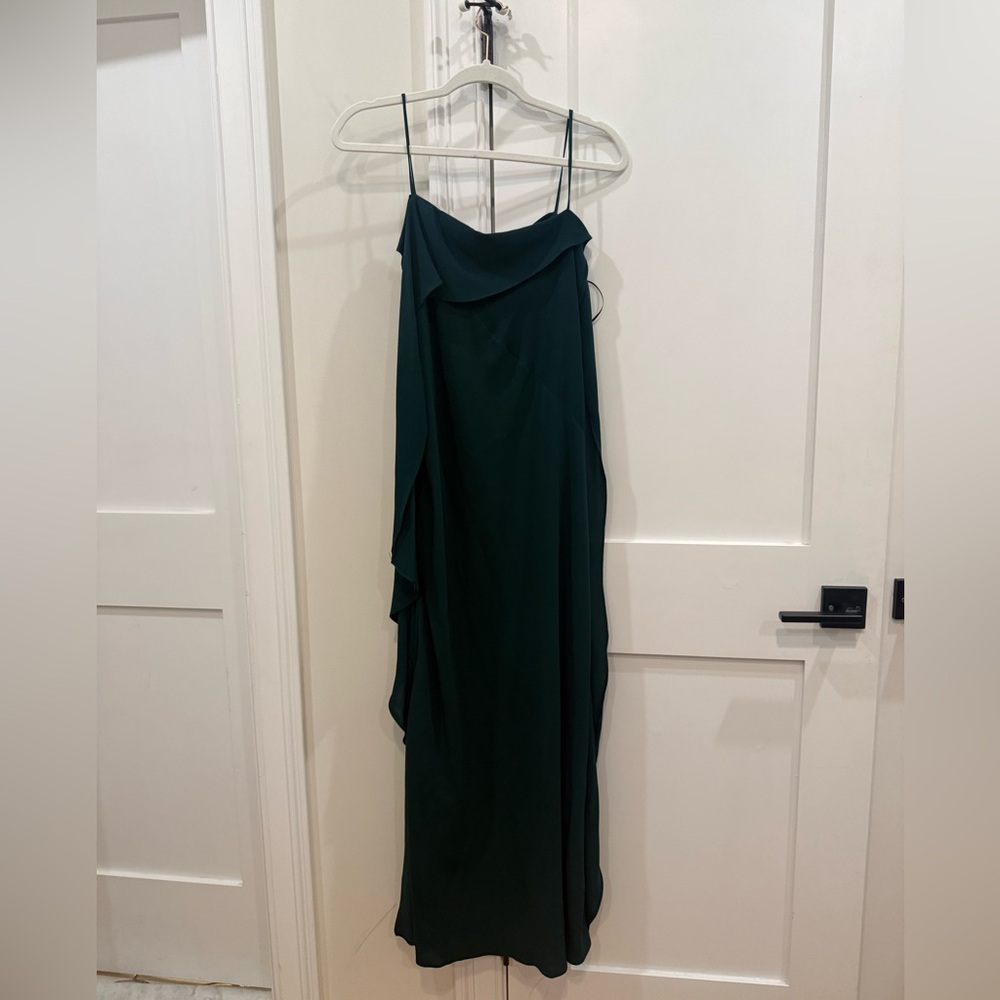 Zara Forest Green Draped Maxi Slip Dress